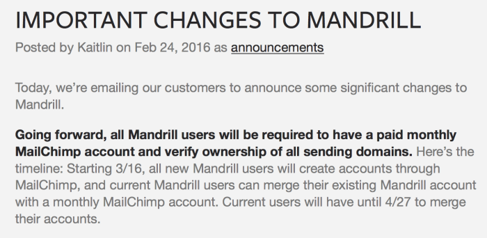 Mandrill Policy Changes