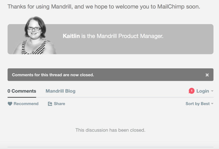 Mandrill Blog is Closed for Discussion on Policy Changes